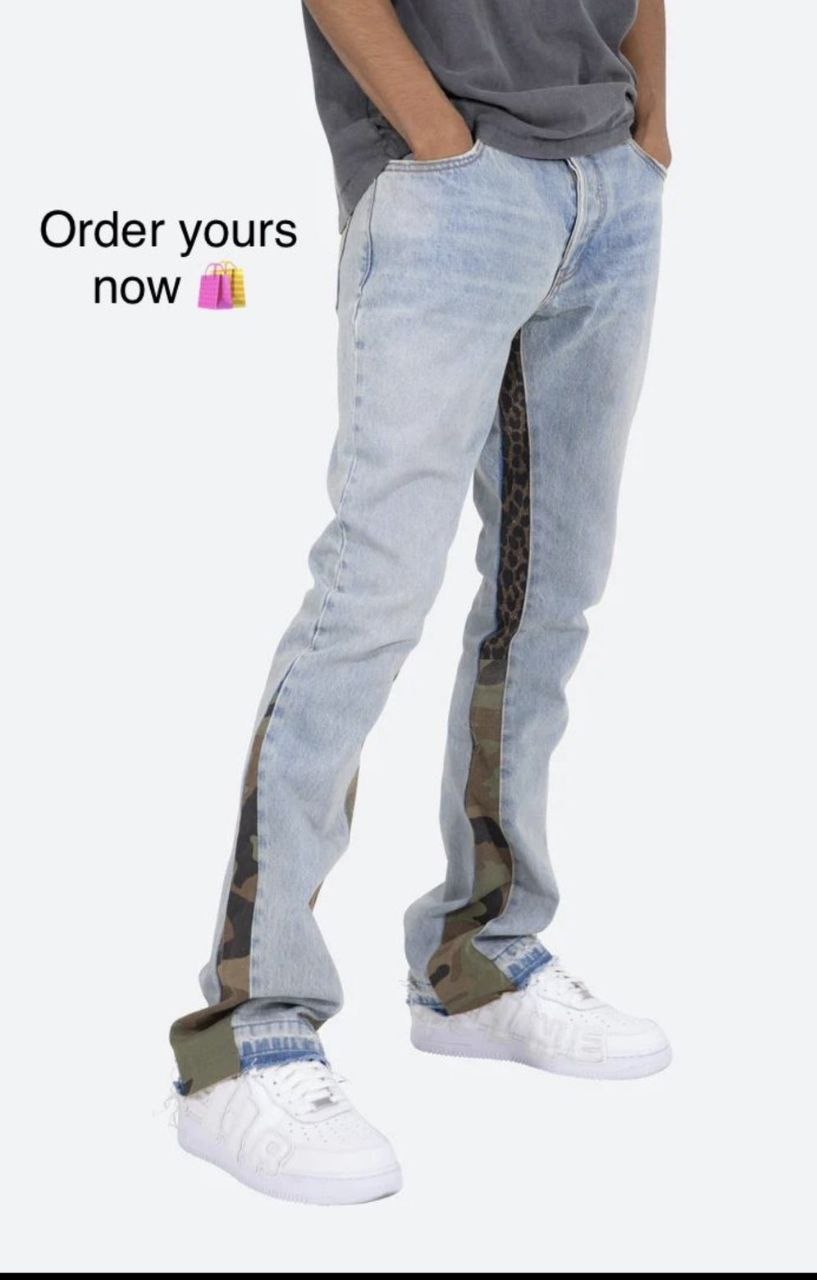 Light-Wash Mixed Media Hybrid Paneled Flare Jeans